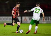 31 August 2020; Michael Barker of Bohemians in action against Dean Casey of Cabinteely during the Extra.ie FAI Cup Second Round match between Bohemians and Cabinteely at Dalymount Park in Dublin. Photo by Piaras Ó Mídheach/Sportsfile