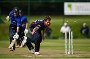 1 September 2020; Mark Adair of Northern Knights runs out Graham Kennedy of North West Warriors during the 2020 Test Triangle Inter-Provincial Series match between Northern Knights and North West Warriors at North Down Cricket Club in Comber, Down. Photo by Seb Daly/Sportsfile