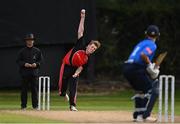 1 September 2020; Matthew Foster of Munster Reds bowls to Curtis Campher of Leinster Lightning during the 2020 Test Triangle Inter-Provincial Series match between Munster Reds and Leinster Lightning at The Mardyke Cricket Grounds in Cork. Photo by Sam Barnes/Sportsfile