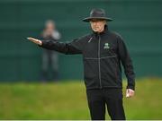 1 September 2020; Umpire Roland Black signals a boundary during the 2020 Test Triangle Inter-Provincial Series match between Northern Knights and North West Warriors at North Down Cricket Club in Comber, Down. Photo by Seb Daly/Sportsfile