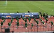 2 September 2020; Players stretch prior to a Republic of Ireland training session at Vasil Levski National Stadium in Sofia, Bulgaria. Photo by Alex Nicodim/Sportsfile