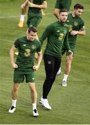 2 September 2020; Seamus Coleman, left, Shane Duffy and Sean Maguire, right, during a Republic of Ireland training session at Vasil Levski National Stadium in Sofia, Bulgaria. Photo by Alex Nicodim/Sportsfile