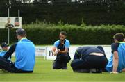 3 September 2020; Leinster Lightning head coach Nigel Jones with his players before the Test Triangle Inter-Provincial Series 2020 match between Leinster Lightning and Northern Knights at Pembroke Cricket Club in Dublin. Photo by Matt Browne/Sportsfile