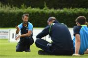 3 September 2020; Leinster Lightning head coach Nigel Jones with his players before the Test Triangle Inter-Provincial Series 2020 match between Leinster Lightning and Northern Knights at Pembroke Cricket Club in Dublin. Photo by Matt Browne/Sportsfile