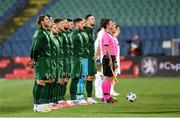 3 September 2020; Republic of Ireland players stand for Amhrán na bhFiann ahead of the UEFA Nations League B match between Bulgaria and Republic of Ireland at Vasil Levski National Stadium in Sofia, Bulgaria. Photo by Alex Nicodim/Sportsfile