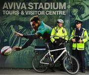 4 September 2020; Members of An Garda Síochána on duty outside the stadium prior to the Guinness PRO14 Semi-Final match between Leinster and Munster at the Aviva Stadium in Dublin. Photo by David Fitzgerald/Sportsfile