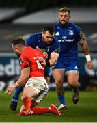 4 September 2020; Cian Healy of Leinster is tackled by JJ Hanrahan of Munster during the Guinness PRO14 Semi-Final match between Leinster and Munster at the Aviva Stadium in Dublin. Photo by David Fitzgerald/Sportsfile