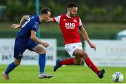 4 September 2020; Robbie Benson of St Patrick's Athletic in action against Shane Griffin of Waterford during a SSE Airtricity League Premier Division match between Waterford and St. Patrick's Athletic at the RSC in Waterford. Photo by Michael P Ryan/Sportsfile