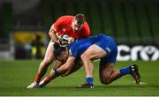4 September 2020; Chris Farrell of Munster is tackled by James Lowe of Leinster during the Guinness PRO14 Semi-Final match between Leinster and Munster at the Aviva Stadium in Dublin. Photo by David Fitzgerald/Sportsfile
