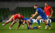 4 September 2020; Chris Farrell of Munster is tackled by James Lowe during the Guinness PRO14 Semi-Final match between Leinster and Munster at the Aviva Stadium in Dublin. Photo by David Fitzgerald/Sportsfile