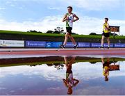 5 September 2020; Jake O'Brien of Moy Valley AC, Mayo, left, and James Hanlon of Taghmon AC, Wexford, competing in the Junior Men's 5k Walk event during the Irish Life Health National Junior Track and Field Championships at Morton Stadium in Santry, Dublin. Photo by Sam Barnes/Sportsfile