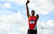 5 September 2020; Jordan Cunningham of City of Lisburn AC, Down, competing in the Junior Men's Shot Put event during the Irish Life Health National Junior Track and Field Championships at Morton Stadium in Santry, Dublin. Photo by Sam Barnes/Sportsfile