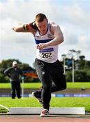 5 September 2020; Philip Thornton of Dunboyne AC, Meath, competing in the Junior Men's Shot Put event during the Irish Life Health National Junior Track and Field Championships at Morton Stadium in Santry, Dublin. Photo by Sam Barnes/Sportsfile