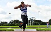 5 September 2020; Philip Thornton of Dunboyne AC, Meath, competing in the Junior Men's Shot Put event during the Irish Life Health National Junior Track and Field Championships at Morton Stadium in Santry, Dublin. Photo by Sam Barnes/Sportsfile