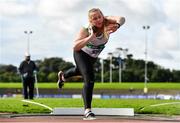 5 September 2020; Ciara Sheehy of Emerald AC, Limerick, on her way to winning the Junior Women's Shot Put event during the Irish Life Health National Junior Track and Field Championships at Morton Stadium in Santry, Dublin. Photo by Sam Barnes/Sportsfile