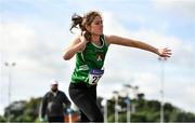 5 September 2020; Aine O'Sullivan of Cushinstown AC, Meath, competing in the Junior Women's Shot Put event during the Irish Life Health National Junior Track and Field Championships at Morton Stadium in Santry, Dublin. Photo by Sam Barnes/Sportsfile
