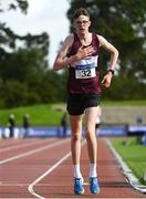 5 September 2020; Matthew Glennon of Mullingar Harriers AC, Weath, celebrates winning the Junior Men's 5k Walk event during the Irish Life Health National Junior Track and Field Championships at Morton Stadium in Santry, Dublin. Photo by Sam Barnes/Sportsfile