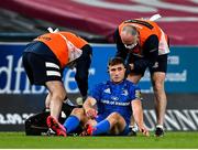 4 September 2020; Jordan Larmour of Leinster is treated for an injury during the Guinness PRO14 Semi-Final match between Leinster and Munster at the Aviva Stadium in Dublin. Photo by Ramsey Cardy/Sportsfile