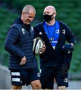 4 September 2020; Leinster academy kitman Jim Bastick, right, and Leinster senior coach Stuart Lancaster ahead of the Guinness PRO14 Semi-Final match between Leinster and Munster at the Aviva Stadium in Dublin. Photo by Ramsey Cardy/Sportsfile