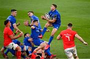 4 September 2020; Jordan Larmour of Leinster during the Guinness PRO14 Semi-Final match between Leinster and Munster at the Aviva Stadium in Dublin. Photo by Ramsey Cardy/Sportsfile