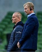 4 September 2020; Leinster senior coach Stuart Lancaster, left, and Leinster head coach Leo Cullen ahead of the Guinness PRO14 Semi-Final match between Leinster and Munster at the Aviva Stadium in Dublin. Photo by Ramsey Cardy/Sportsfile