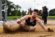 5 September 2020; Darragh Miniter of Nenagh Olympic AC, Tipperary, competing in the Junior Men's Long Jump event during the Irish Life Health National Junior Track and Field Championships at Morton Stadium in Santry, Dublin. Photo by Sam Barnes/Sportsfile