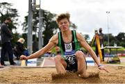 5 September 2020; Jonathan Cochrane of Ballymena and Antrim AC, competing in the Junior Men's Long Jump event during the Irish Life Health National Junior Track and Field Championships at Morton Stadium in Santry, Dublin. Photo by Sam Barnes/Sportsfile