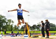 5 September 2020; Rafael Mccaffrey of Ratoath AC, Meath, competing in the Junior Men's Long Jump event during the Irish Life Health National Junior Track and Field Championships at Morton Stadium in Santry, Dublin. Photo by Sam Barnes/Sportsfile