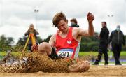 5 September 2020; Joshua Knox of City of Lisburn AC, Down, competing in the Junior Men's Long Jump event during the Irish Life Health National Junior Track and Field Championships at Morton Stadium in Santry, Dublin. Photo by Sam Barnes/Sportsfile