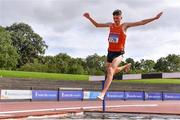 5 September 2020; Mark Hanrahan of Ennis Track AC, Clare on his way to finishing second in the Junior Men's 3000m Steeplechase event during the Irish Life Health National Junior Track and Field Championships at Morton Stadium in Santry, Dublin. Photo by Sam Barnes/Sportsfile