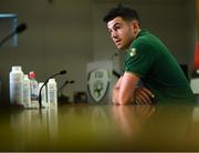 5 September 2020; John Egan during a Republic of Ireland press conference at the FAI Headquarters in Abbotstown, Dublin. Photo by Stephen McCarthy/Sportsfile