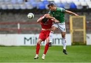5 September 2020; Alan Bennett of Cork City in action against Ciarán Kilduff of Shelbourne during the SSE Airtricity League Premier Division match between Shelbourne and Cork City at Tolka Park in Dublin. Photo by Harry Murphy/Sportsfile
