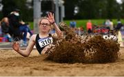 5 September 2020; Aisling Machugh of Naas AC, Kildare, competing in the Junior Women's Long Jump event during the Irish Life Health National Junior Track and Field Championships at Morton Stadium in Santry, Dublin. Photo by Sam Barnes/Sportsfile