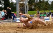 5 September 2020; Sophie Meredith of St Marys AC, Limerick, competing in the Junior Women's Long Jump event during the Irish Life Health National Junior Track and Field Championships at Morton Stadium in Santry, Dublin. Photo by Sam Barnes/Sportsfile