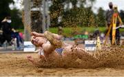 5 September 2020; Sophie Meredith of St Marys AC, Limerick, competing in the Junior Women's Long Jump event during the Irish Life Health National Junior Track and Field Championships at Morton Stadium in Santry, Dublin. Photo by Sam Barnes/Sportsfile