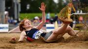 5 September 2020; Rois Ni Dhomhnaill of Le Chéile AC, Kildare, competing in the Junior Women's Long Jump event during the Irish Life Health National Junior Track and Field Championships at Morton Stadium in Santry, Dublin. Photo by Sam Barnes/Sportsfile