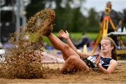 5 September 2020; Kate Hosey of Corran AC, Sligo, competing in the Junior Women's Long Jump event during the Irish Life Health National Junior Track and Field Championships at Morton Stadium in Santry, Dublin. Photo by Sam Barnes/Sportsfile