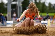 5 September 2020; Anna Mckinty of Orangegrove AC, Belfast, competing in the Junior Women's Long Jump  event during the Irish Life Health National Junior Track and Field Championships at Morton Stadium in Santry, Dublin. Photo by Sam Barnes/Sportsfile