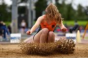 5 September 2020; Anna Mckinty of Orangegrove AC, Belfast, competing in the Junior Women's Long Jump  event during the Irish Life Health National Junior Track and Field Championships at Morton Stadium in Santry, Dublin. Photo by Sam Barnes/Sportsfile