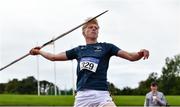 5 September 2020; Peter Mcdonald of St Senans AC, Kilkenny, competing in the Junior Men's Javelin event during the Irish Life Health National Junior Track and Field Championships at Morton Stadium in Santry, Dublin. Photo by Sam Barnes/Sportsfile