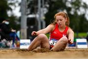 5 September 2020; Erin Fisher of City of Lisburn AC, Down, competing in the Junior Women's Long Jump event during the Irish Life Health National Junior Track and Field Championships at Morton Stadium in Santry, Dublin. Photo by Sam Barnes/Sportsfile