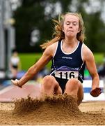 5 September 2020; Kate Hosey of Corran AC, Sligo, competing in the Junior Women's Long Jump event during the Irish Life Health National Junior Track and Field Championships at Morton Stadium in Santry, Dublin. Photo by Sam Barnes/Sportsfile