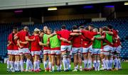 5 September 2020; Ulster players in a huddle prior to the Guinness PRO14 Semi-Final match between Edinburgh and Ulster at BT Murrayfield Stadium in Edinburgh, Scotland. Photo by Bill Murray/Sportsfile
