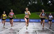 5 September 2020; Lauren McCourt of Bandon AC, Cork, centre, on her way to winning the Junior Women's 400m event during the Irish Life Health National Junior Track and Field Championships at Morton Stadium in Santry, Dublin. Photo by Sam Barnes/Sportsfile