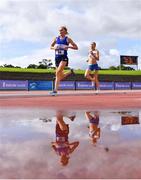 6 September 2020; Catriona Devine of Finn Valley AC, Donegal, left, and Jackie Carty of Kilmore AC, Wexford, competing in the F45 Women's 1500m event during the Irish Life Health National Masters Track and Field Championships at Morton Stadium in Santry, Dublin. Photo by Sam Barnes/Sportsfile