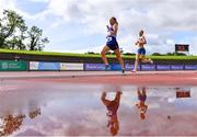6 September 2020; Catriona Devine of Finn Valley AC, Donegal, left, and Jackie Carty of Kilmore AC, Wexford, competing in the F45 Women's 1500m event during the Irish Life Health National Masters Track and Field Championships at Morton Stadium in Santry, Dublin. Photo by Sam Barnes/Sportsfile