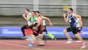 6 September 2020; Jonathon Carleton of Ballymena and Antrim AC, second from left, competing in the M40 Men's 100m event during the Irish Life Health National Masters Track and Field Championships at Morton Stadium in Santry, Dublin. Photo by Sam Barnes/Sportsfile