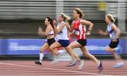 6 September 2020; Moira Groome of Trim AC, left, competing in the F55 Women's 100m event during the Irish Life Health National Masters Track and Field Championships at Morton Stadium in Santry, Dublin. Photo by Sam Barnes/Sportsfile