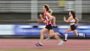 6 September 2020; Katherine Markey of Fingallians AC, Dublin, competing in the F50 Women's 100m event during the Irish Life Health National Masters Track and Field Championships at Morton Stadium in Santry, Dublin. Photo by Sam Barnes/Sportsfile