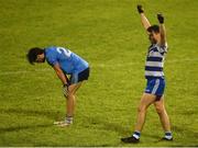 5 September 2020; Michael Hall of Breaffy celebrates as Keelan Dever of Westport looks dejected after the Mayo County Senior Football Championship Semi-Final match between Breaffy and Westport at Elvery's MacHale Park in Castlebar, Mayo. Photo by Brendan Moran/Sportsfile